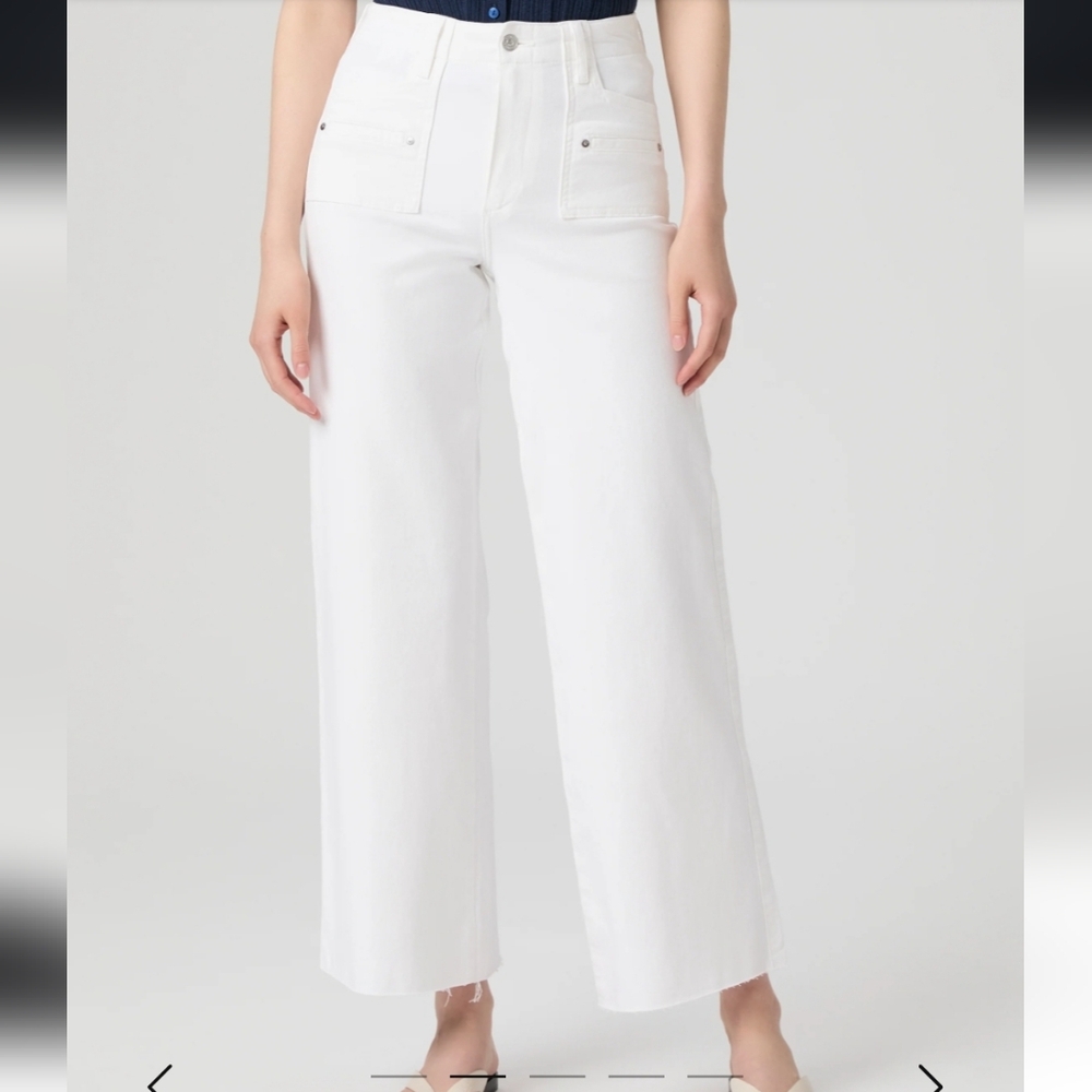 PAIGE Bright White Wide Leg Jeans